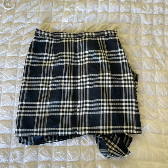 Zara plaid ruffle linen blend mini skirt - Picture 9 of 11